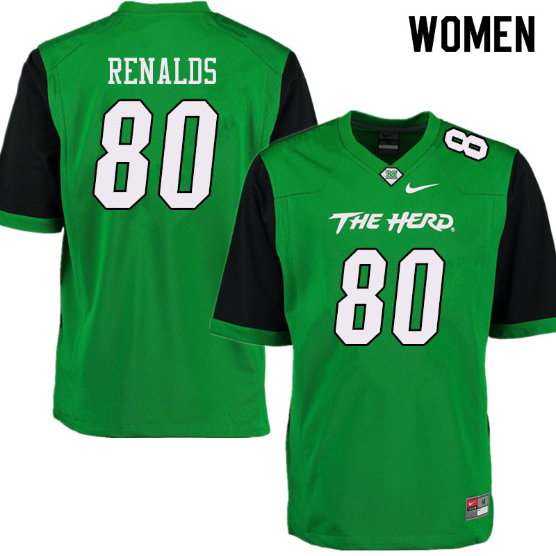 Women #80 Naquan Renalds Marshall Thundering Herd College Football Jerseys Sale-Green
